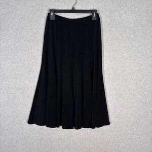 Chicos Travelers Midi Skirt Size 1 Medium Slinky Liquid Flutter Trumpet Flowy